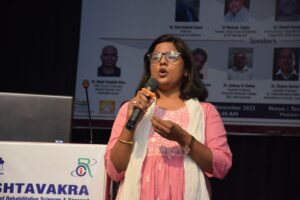 pediatric occupational therapist Aabha Pradhan training therapists & special educators on stage